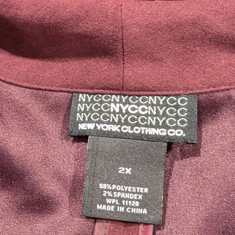New‎ York Clothing Co Womens 2X Burgundy Faux Suede Ruffle Blazer Jacket